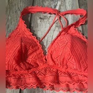 Lace Bralette in Tangerine Orange - M